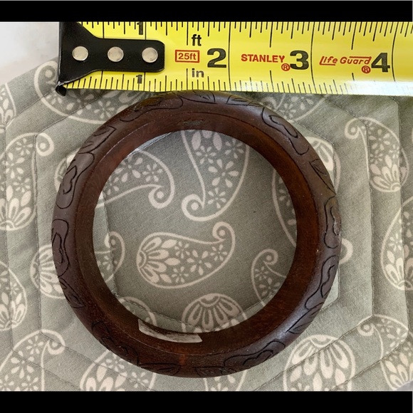 Lucky Brand butterfly etched wood bangle - Picture 3 of 5